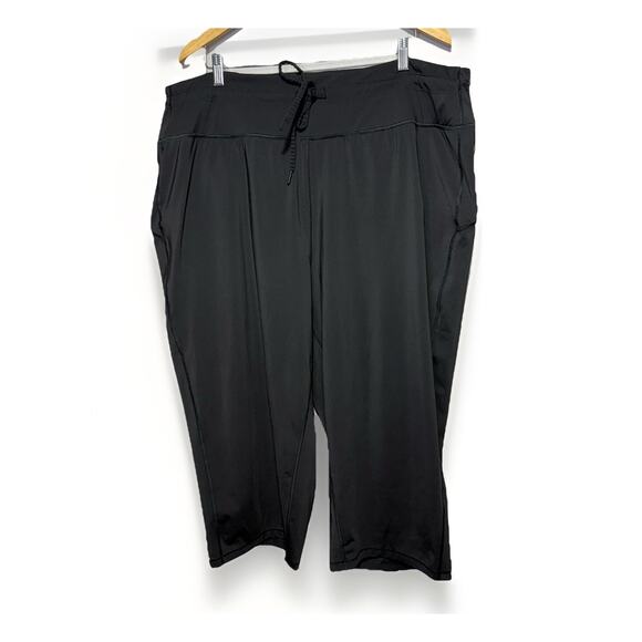 Athleta Ultimate Crop Pants Women’s 2X Black Drawstring Waist Zip Pockets - Picture 1 of 7